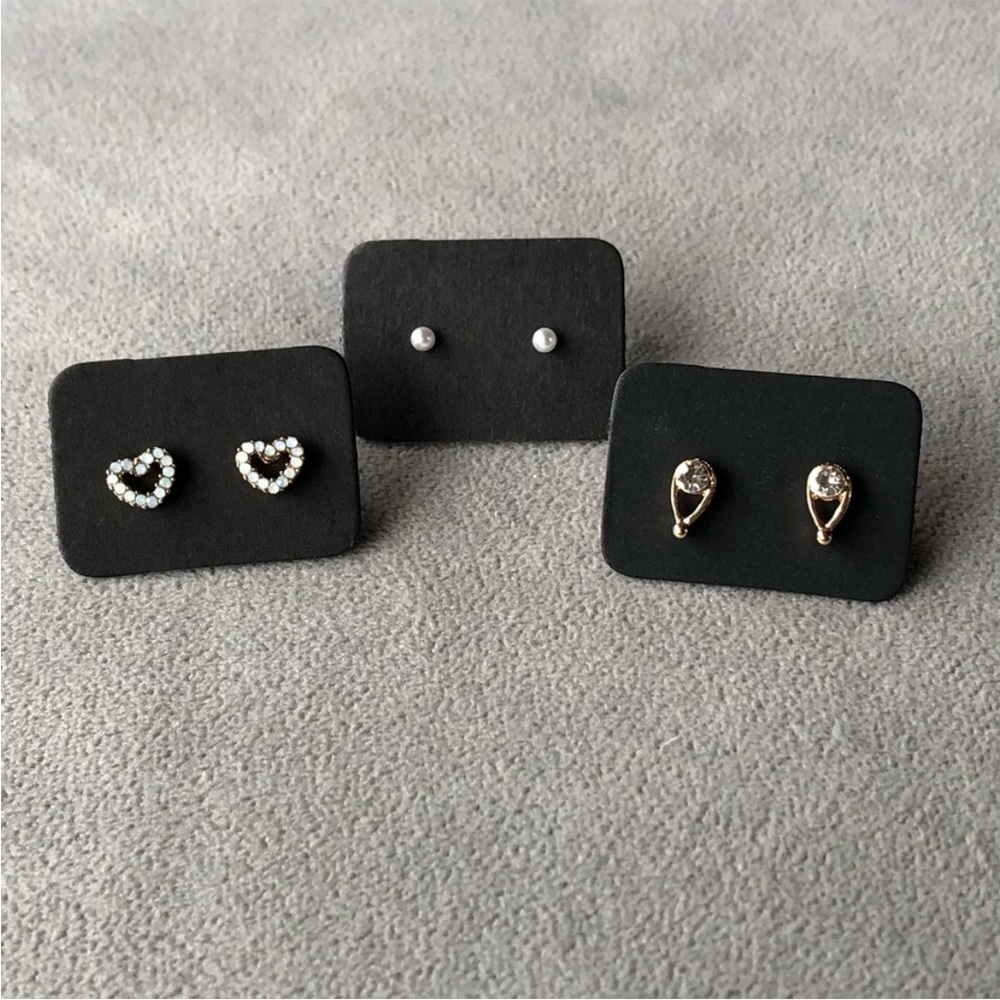 Set of 3 ~ Earrings ~ Teardrop Heart Faux Pearl ~ Brand New!